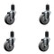 Service Caster 4'' Thermoplastic Rubber Wheel Swivel 1-5/8'' Expanding Stem Caster Set, 4PK SCC-EX20S414-TPRB-158-4 - alternate 1